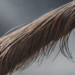 A close-up photograph of a person's hand holding a strand of hair, emphasizing its thin and fragile texture, to explore the link between diabetes and hair health.