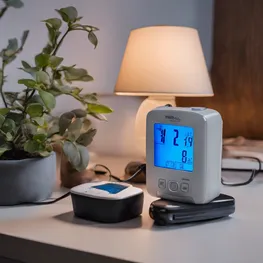 A juxtaposed image of a blood glucose monitoring kit and a light therapy lamp, highlighting the connection between diabetes management and the treatment of Seasonal Affective Disorder (SAD).
