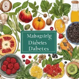 An illustration showcasing a variety of natural ingredients commonly used in holistic approaches for managing diabetes, including fresh fruits and vegetables, herbs and spices, and herbal teas.