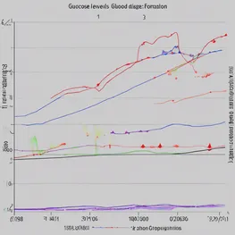 A scientific visualization illustrating the impact of alcohol on blood sugar levels, showcasing a graph depicting the fluctuations in glucose levels after alcohol consumption.