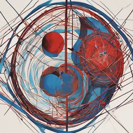 An abstract representation of sleep patterns and blood sugar stability, featuring interconnected lines and shapes in contrasting colors to symbolize the intricate relationship between the two.