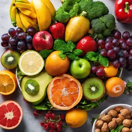A close-up photograph of a plate filled with a colorful assortment of fruits, vegetables, and lean proteins, showcasing the importance of nutrition in managing insulin sensitivity.