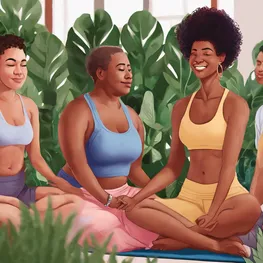 A close-up image of a diverse group of LGBTQ+ individuals engaging in a mindful activity such as yoga, meditation, or gardening, highlighting the importance of self-care and stress management in maintaining stable blood sugar levels.