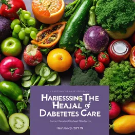 A close-up photograph of a variety of fresh fruits and vegetables, showcasing their vibrant colors and textures, with a caption that reads: Harnessing the Healing Potential: Exploring the Role of Natural Remedies in Diabetes Care.