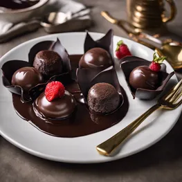 A close-up photograph of a plate filled with a decadent chocolate dessert, highlighting its rich and glossy texture, and evoking the irresistible allure of indulgent food cravings.