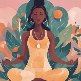 An illustration depicting a person practicing mindful habits to revolutionize diabetes management. Show the individual engaging in activities such as meditation, exercise, and healthy eating, highlighting the positive impact these habits have on their overall well-being and blood sugar control.