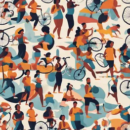 An image of a diverse group of people engaged in various forms of exercise, such as jogging, yoga, weightlifting, and cycling, highlighting the importance of physical activity in managing diabetes.
