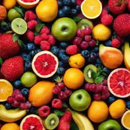 A close-up photograph of a variety of colorful fruits, showcasing their natural sweetness and highlighting their role in reducing added sugars in your diet.