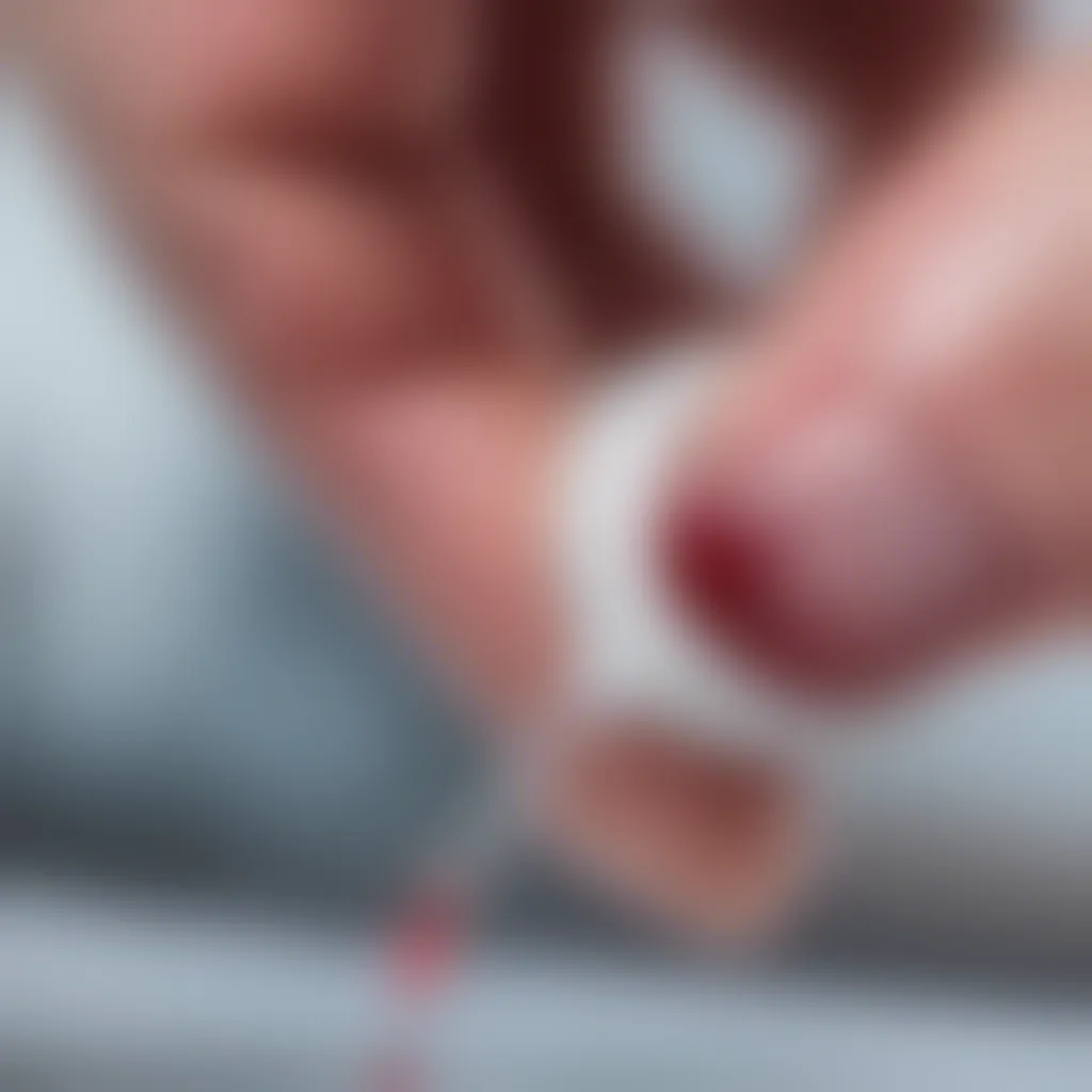 A close-up photograph of a finger being pricked by a lancet device, with a blood droplet forming, emphasizing the significance of regular blood sugar monitoring in managing diabetes.